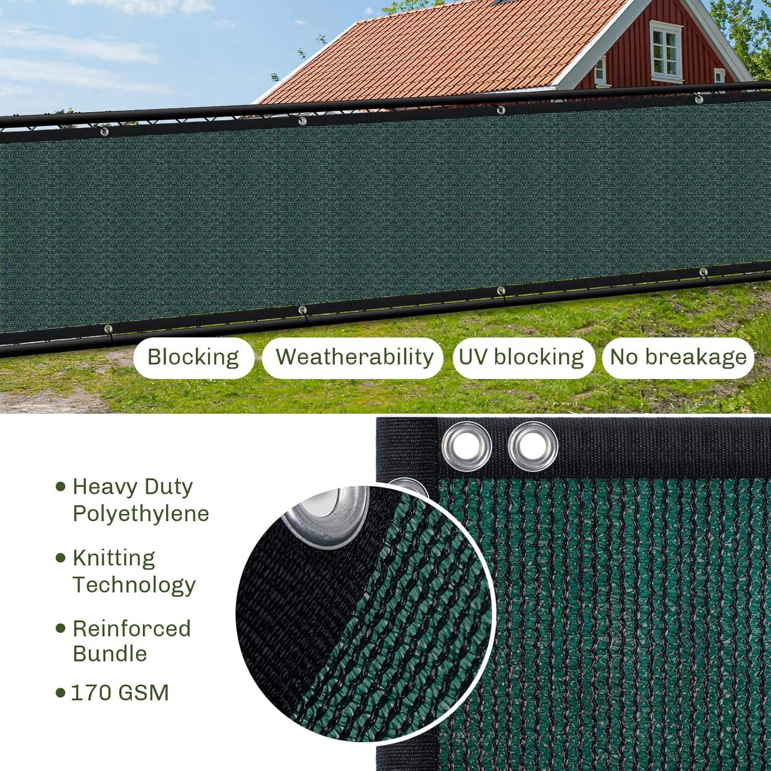 TOTU screen with corner grommets and sturdy strapping for secure attachment
