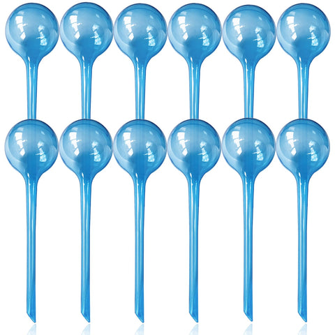 TOTYAO large 12-pack plant watering globes in clear blue plastic for effortless indoor plant hydration.