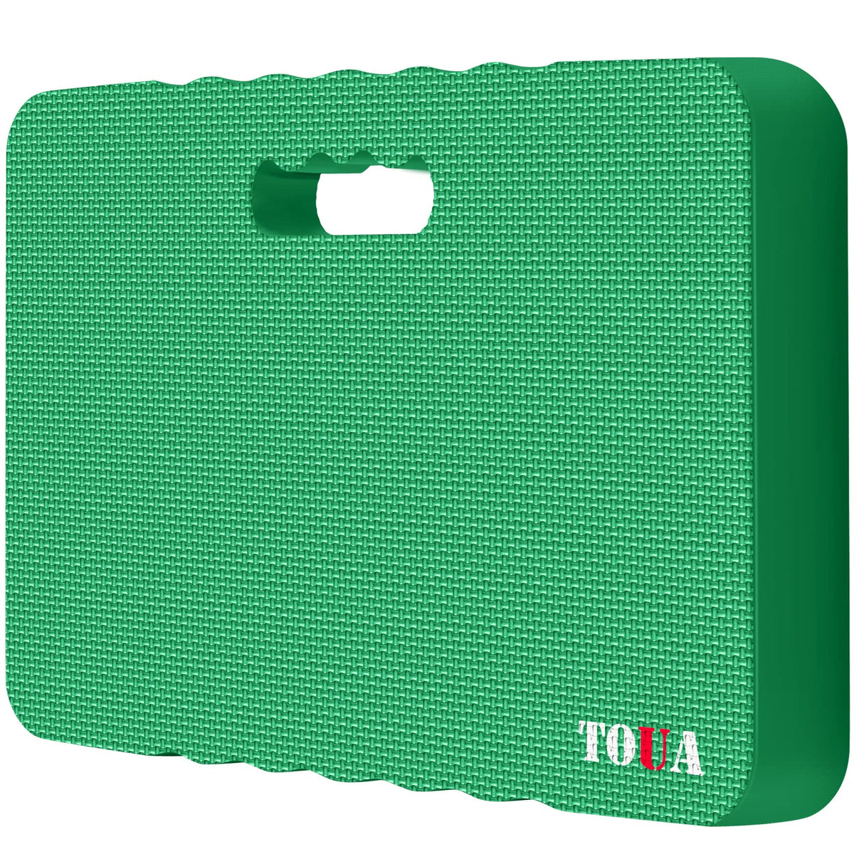 TOUA kneeling pad extra thick green close-up shows plush cushioning for prolonged kneeling comfort.