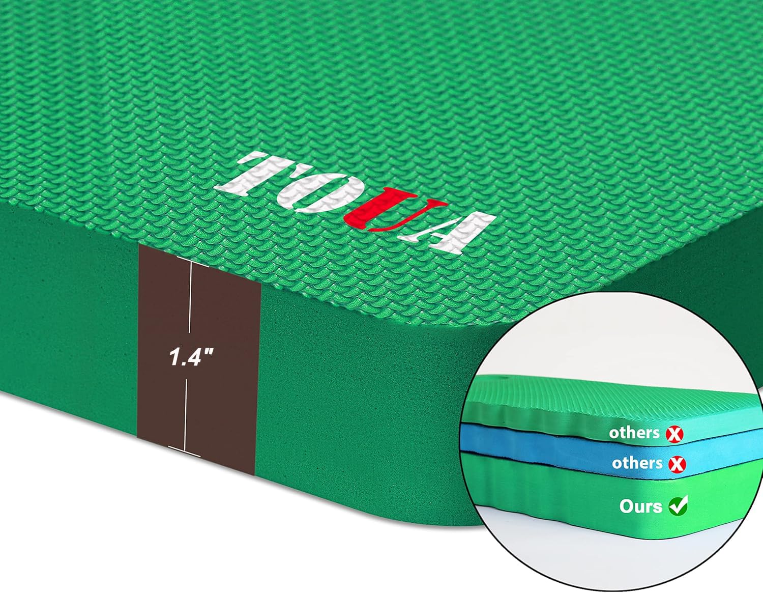 TOUA kneeling pad non-slip texture top emphasizes safety grip on floors.