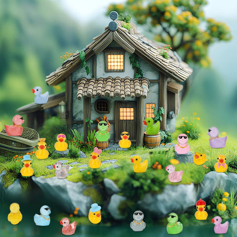 Touch Top aquarium ducks serve as colorful accents in tanks and terrariums.