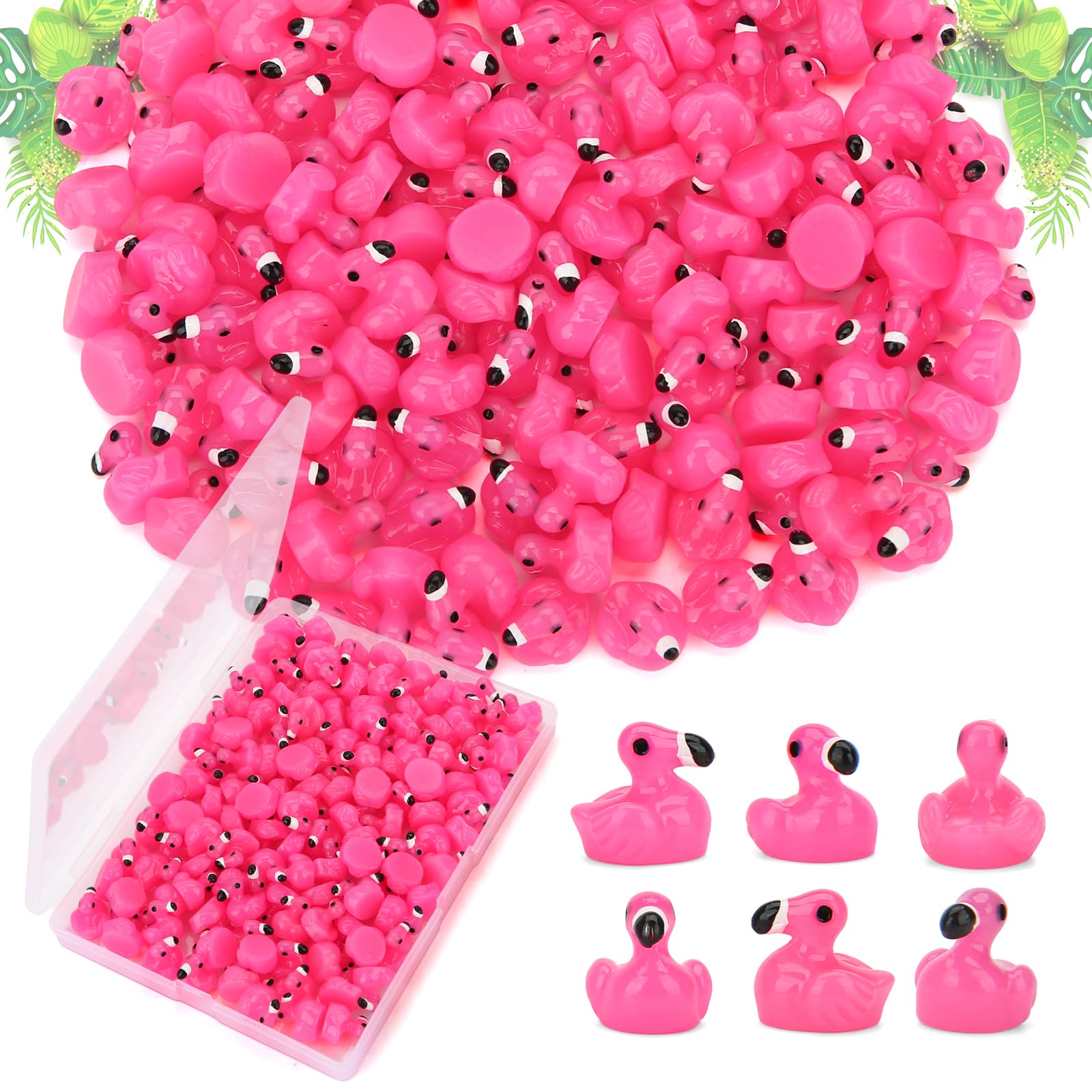 Touch Top pink mini flamingos for crafts brighten dollhouse miniatures.