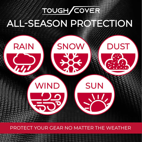 Tough Cover 600D double-stitched seams secure in wind