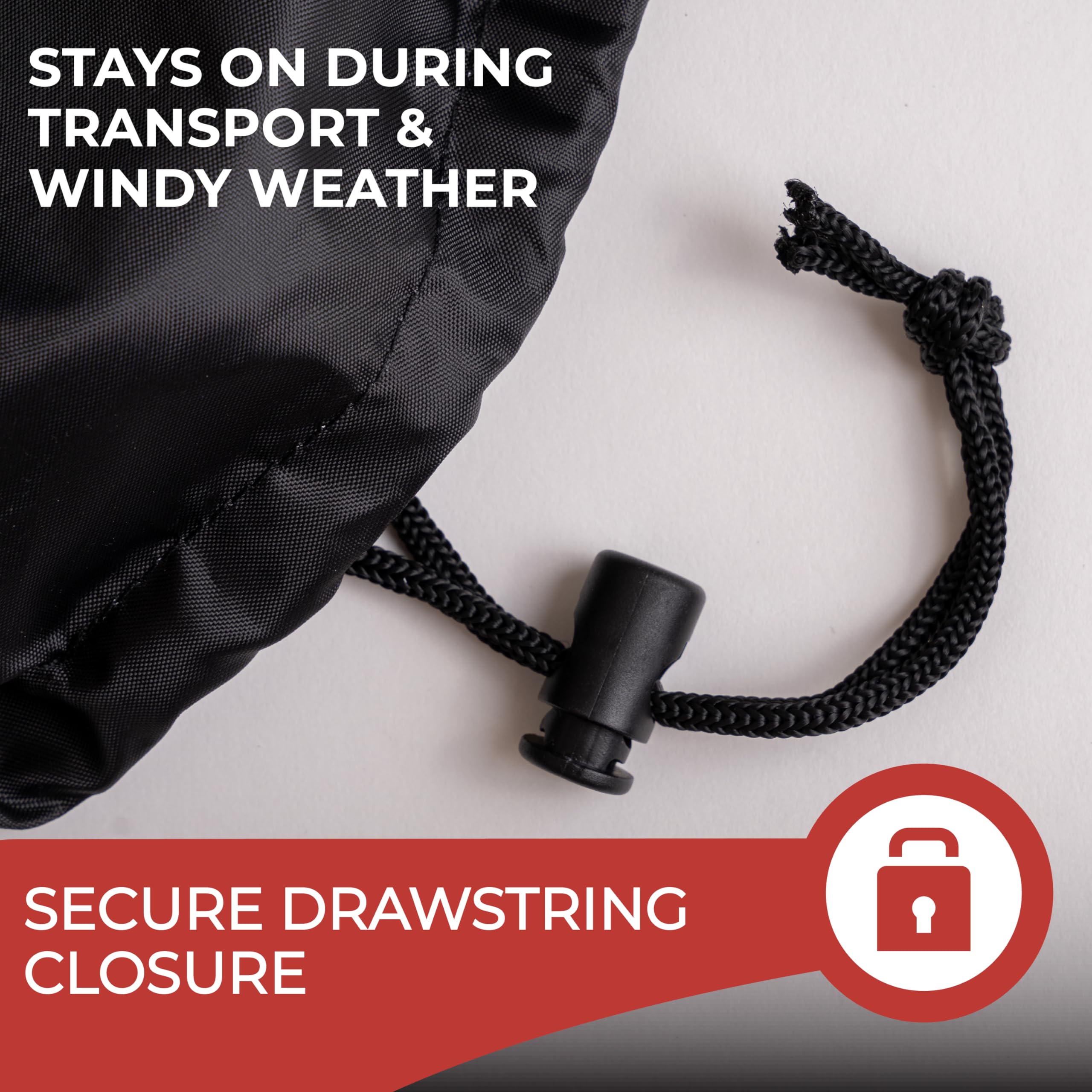 Tough Cover 600D lanyard provides snug fit against wind