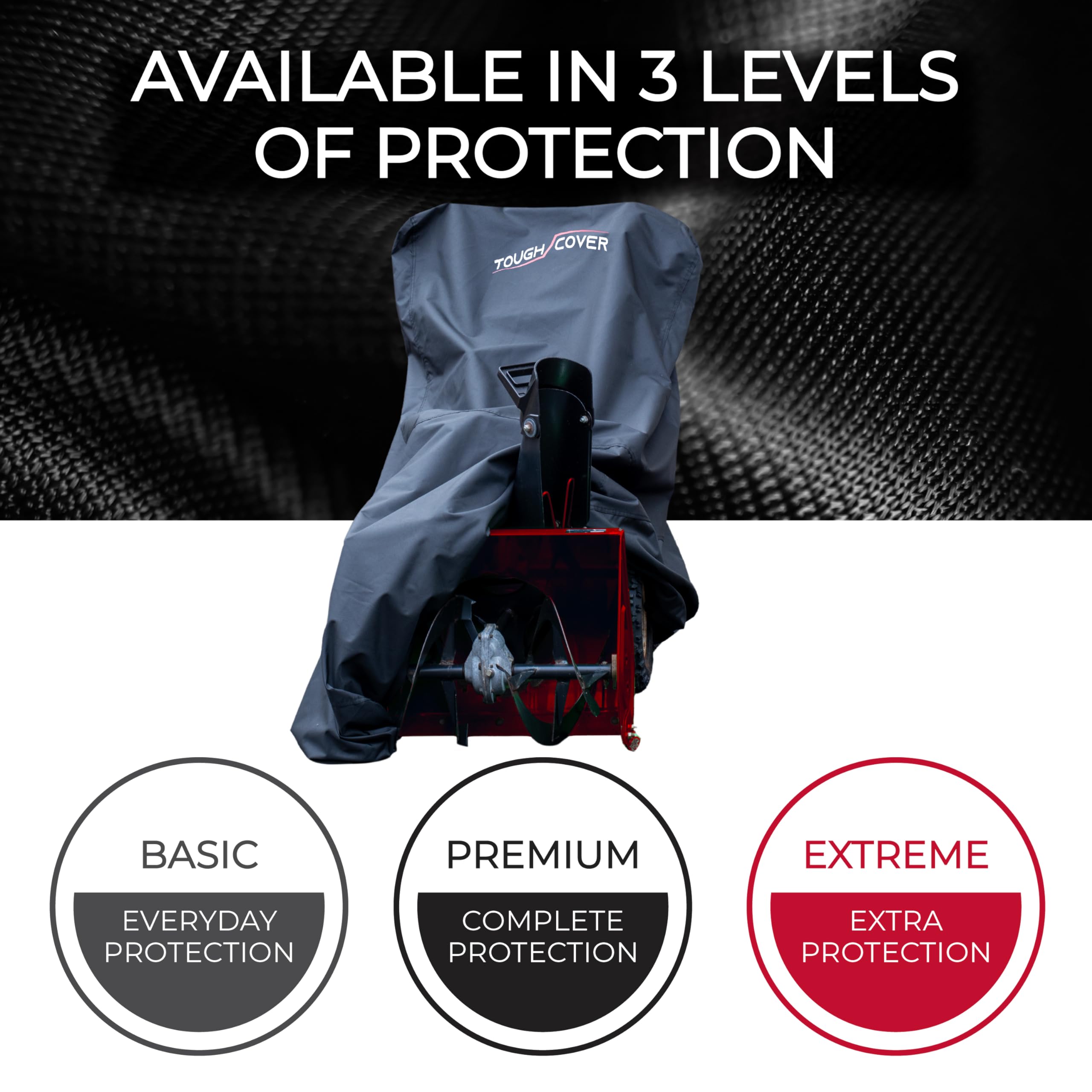 Tough Cover 600D snow blower cover rolled storage view keeps equipment tidy