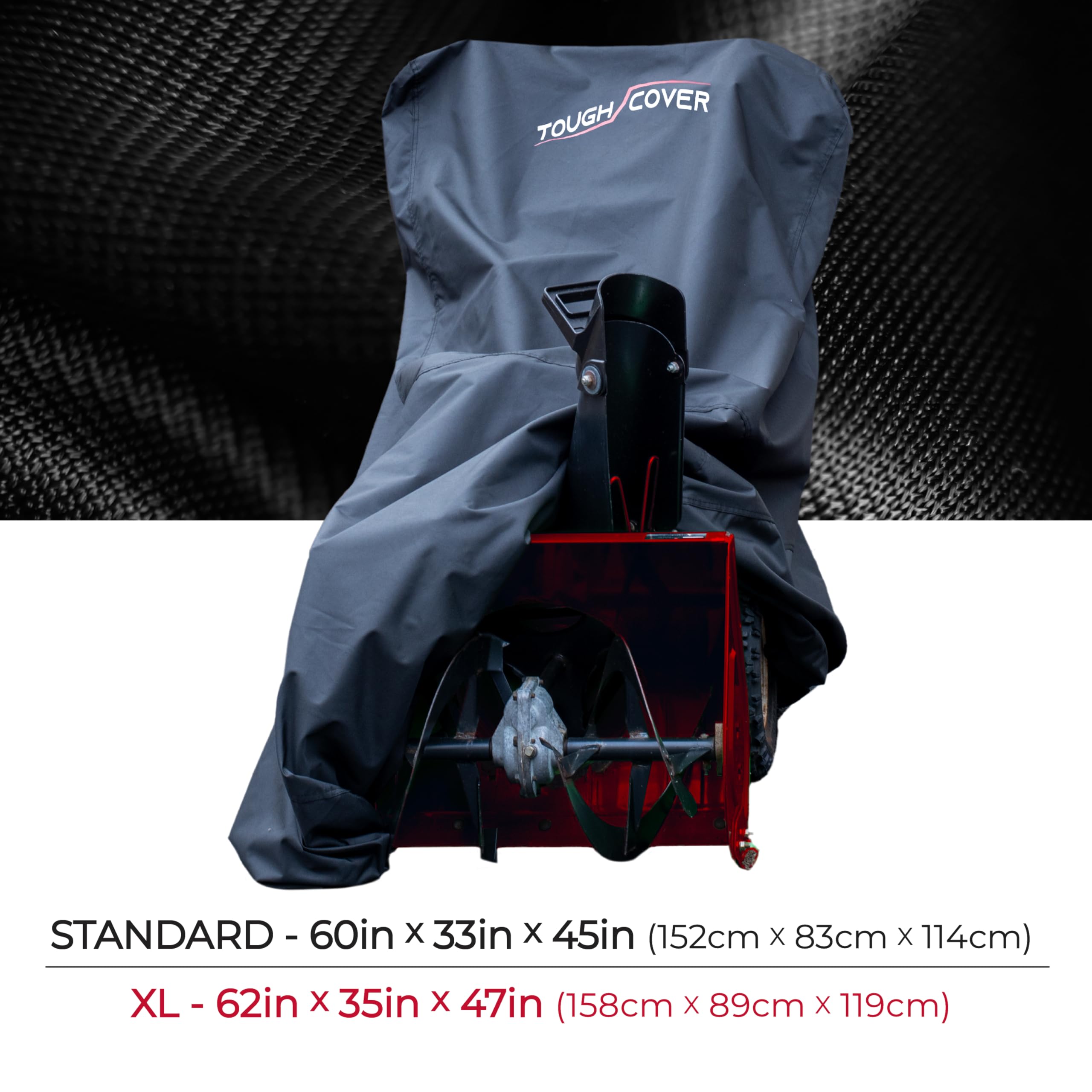 Tough Cover 600D snow blower cover close up waterproof material resists rain