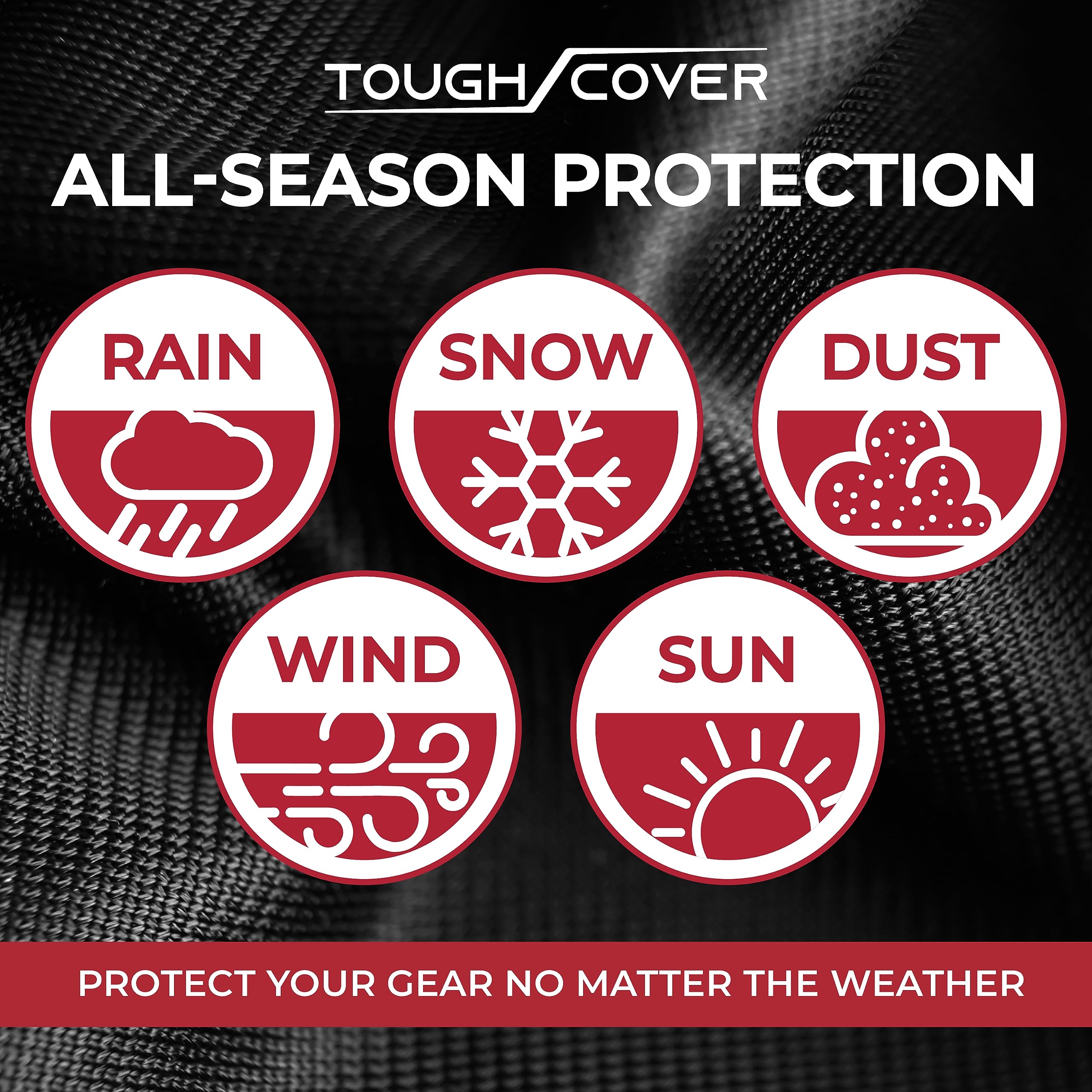 Tough Cover Zero-Turn Mower Cover drawstring strap secures a snug fit.
