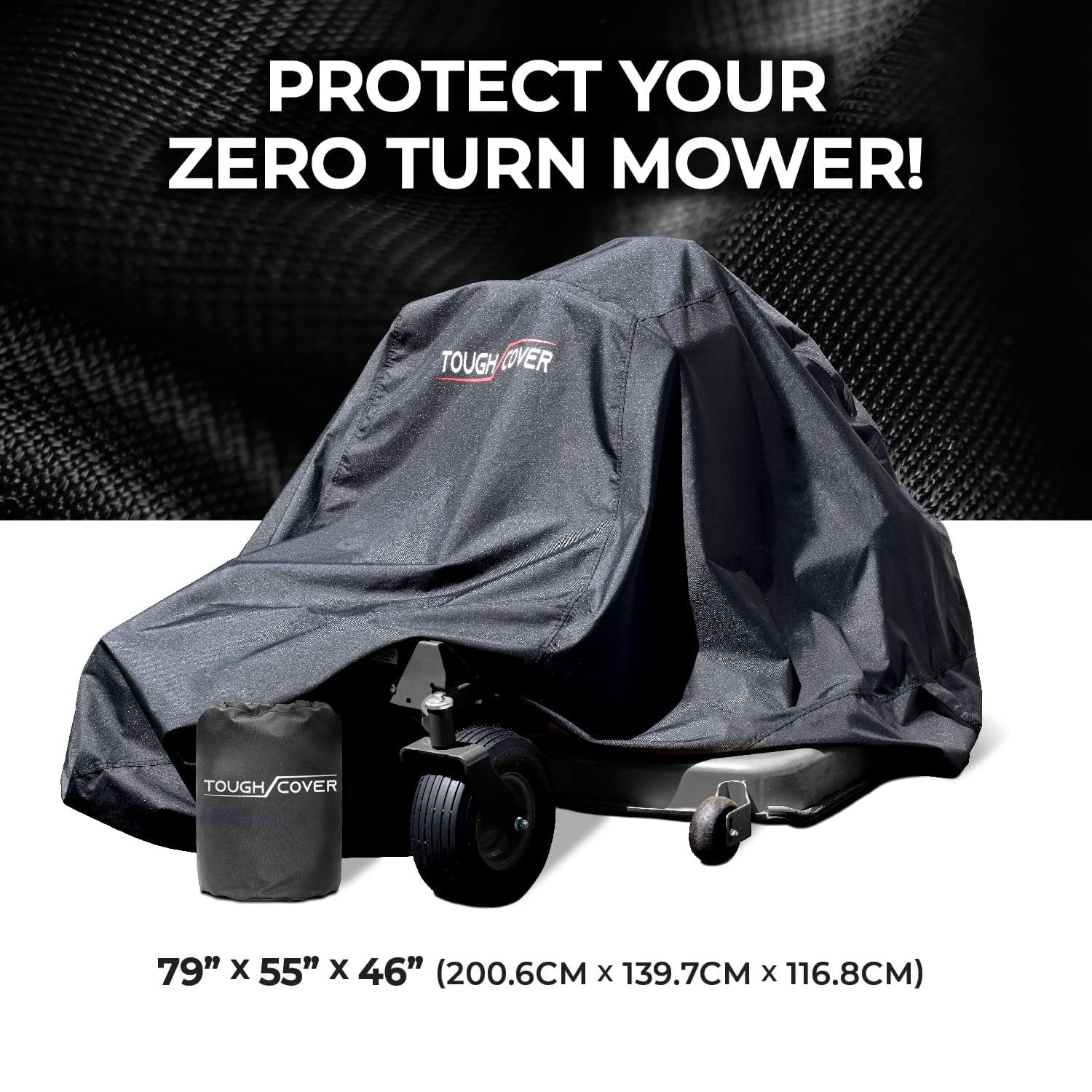 Tough Cover Zero Turn Mower Cover with drawstring strap ensures a snug fit