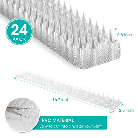 Touri clear PVC bird spike on roof edge protects against pigeons and debris.
