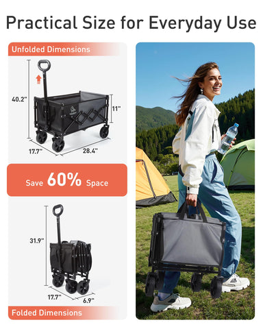 TOURIT lightweight wagon weighs 12.12 pounds for easy transport.