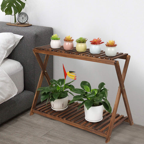 Tovacu wood plant stand outdoor use complements patio decor and plant display