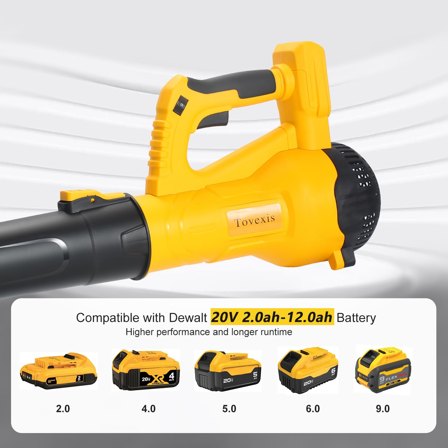 Tovexis leaf blower blow tube extended reach for precise debris clearing.