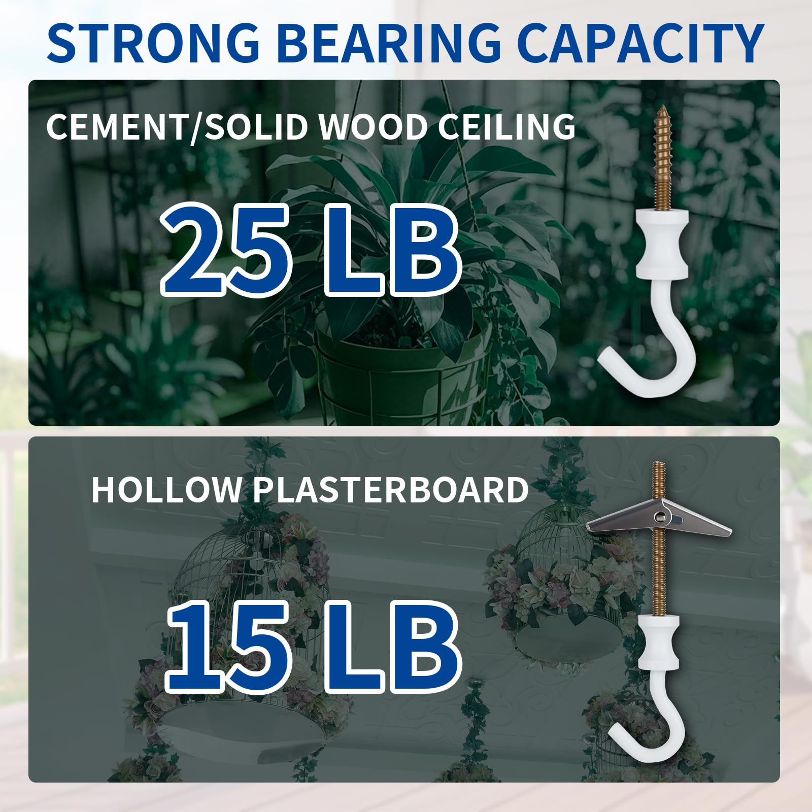 Tovmey indoor/outdoor ceiling hook set includes all hardware for quick setup