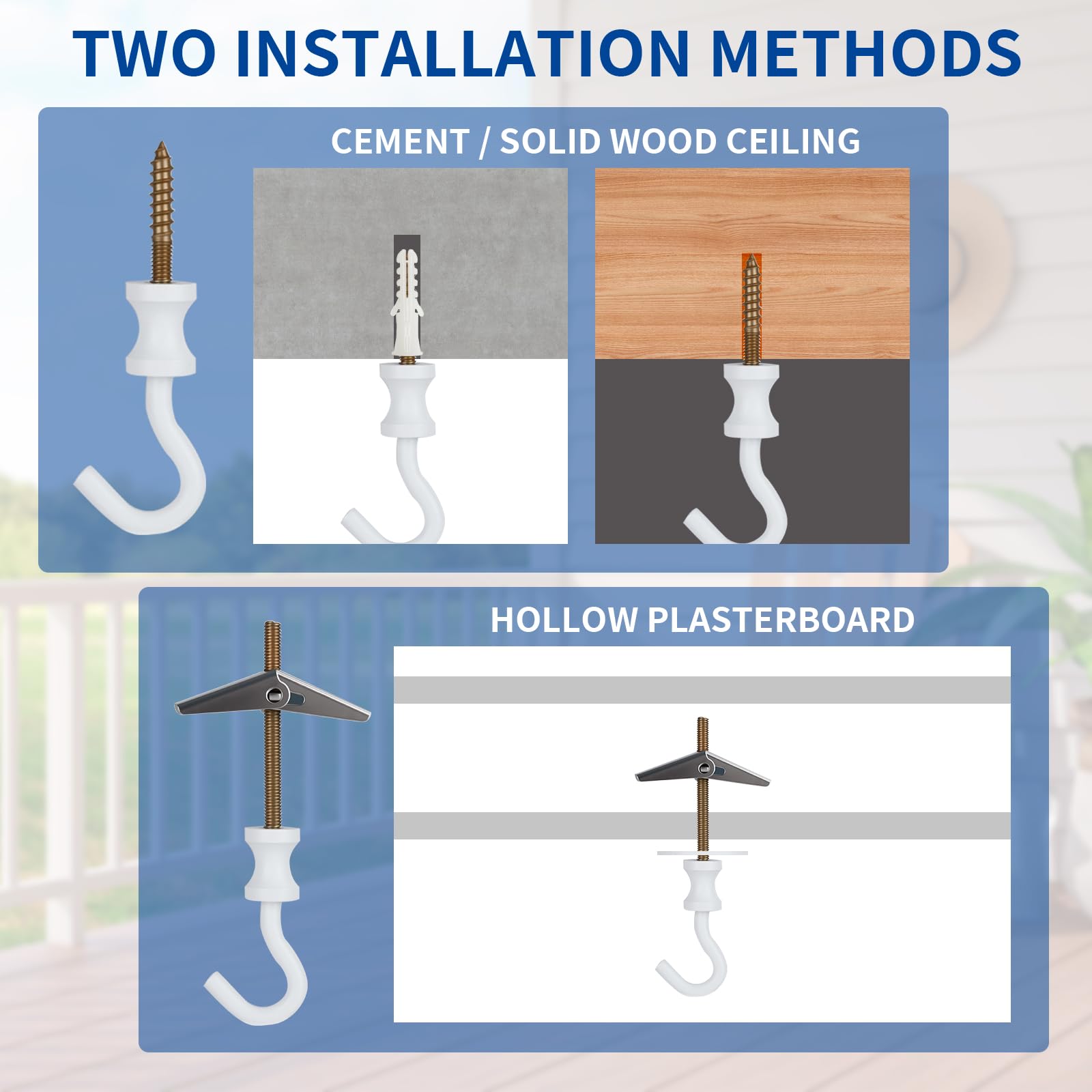 Tovmey rust-resistant ceiling hooks for lasting outdoor use and durability
