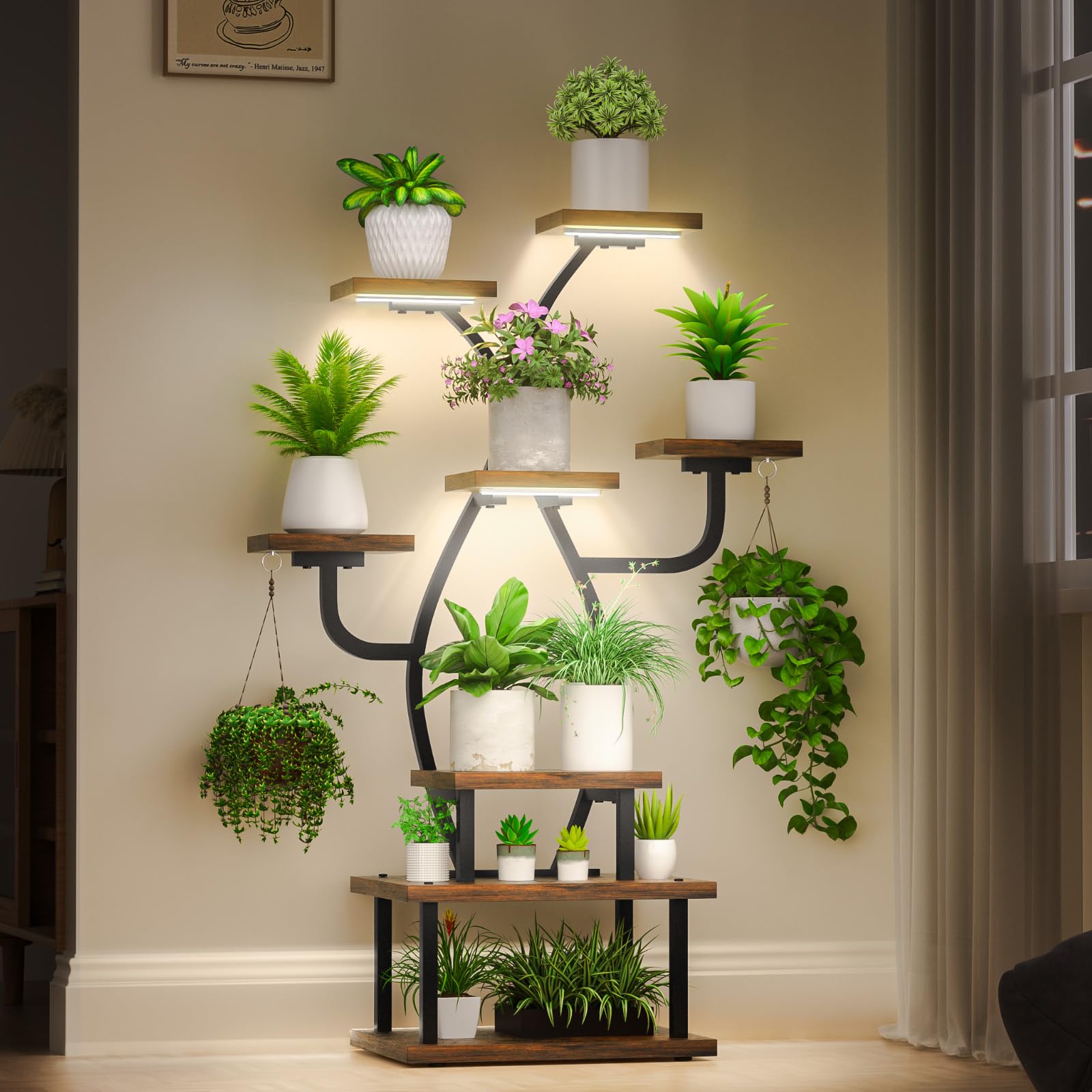 Tovve 8-tier plant stand tall 48-inch display for corner space optimization