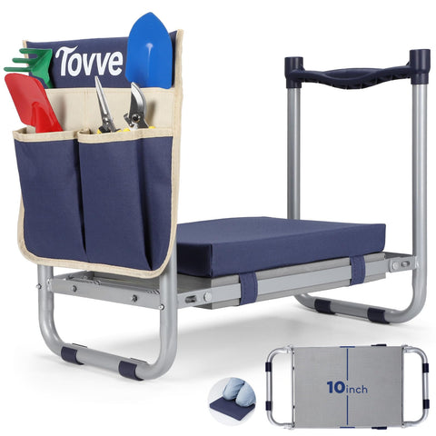 Tovve foldable kneeler seat with 10-inch pad for comfortable gardening tasks