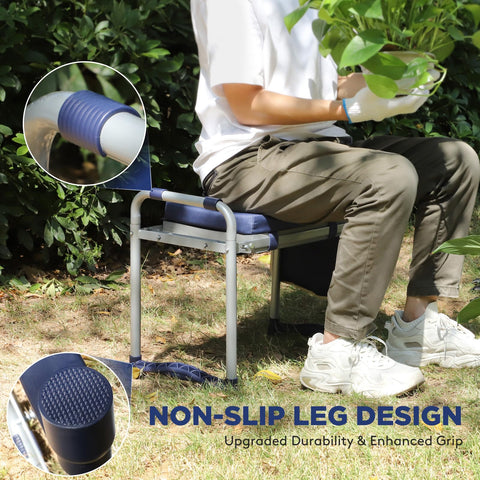 Tovve garden stool with tool bag keeps essentials within reach