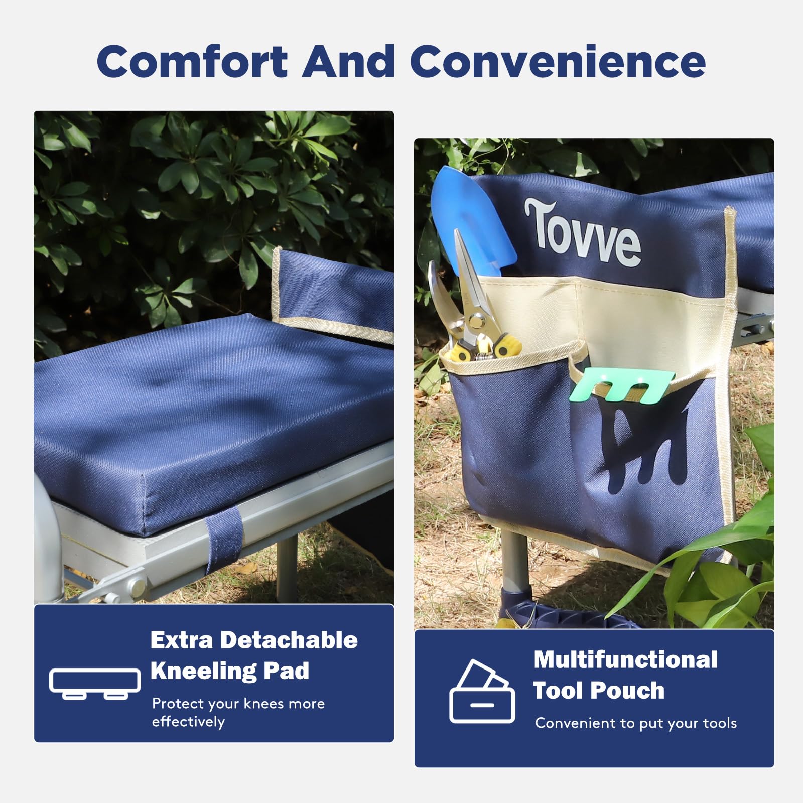 Tovve non-slip feet provide stable use on varied surfaces
