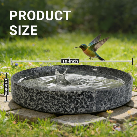 TOWDREU table-top bird bath on a sturdy stone base elevates porch decor.
