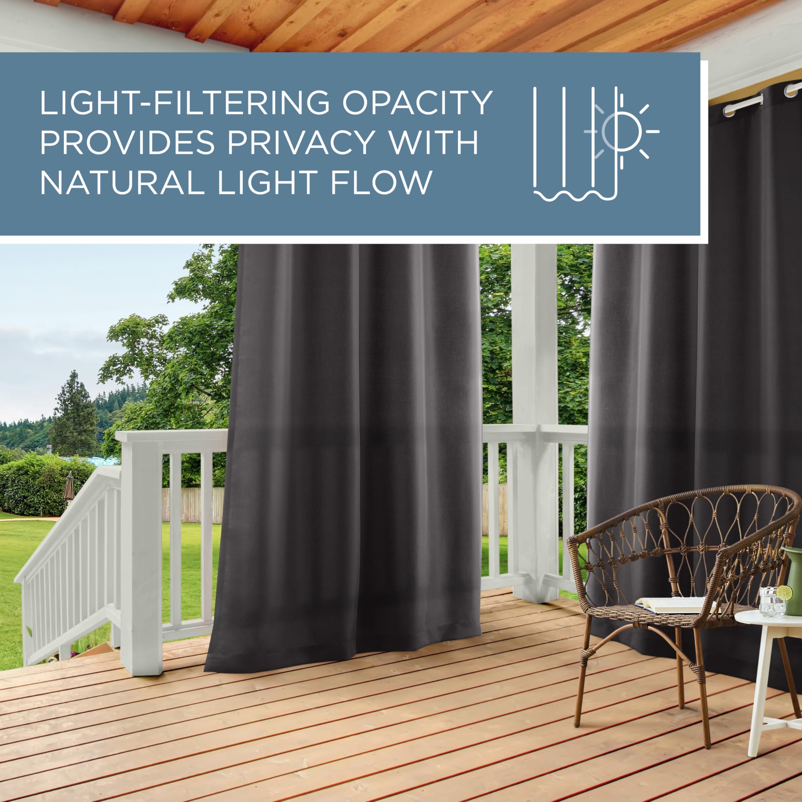 Town & Country Basics Cabana curtains offer water resistance for outdoor settings.