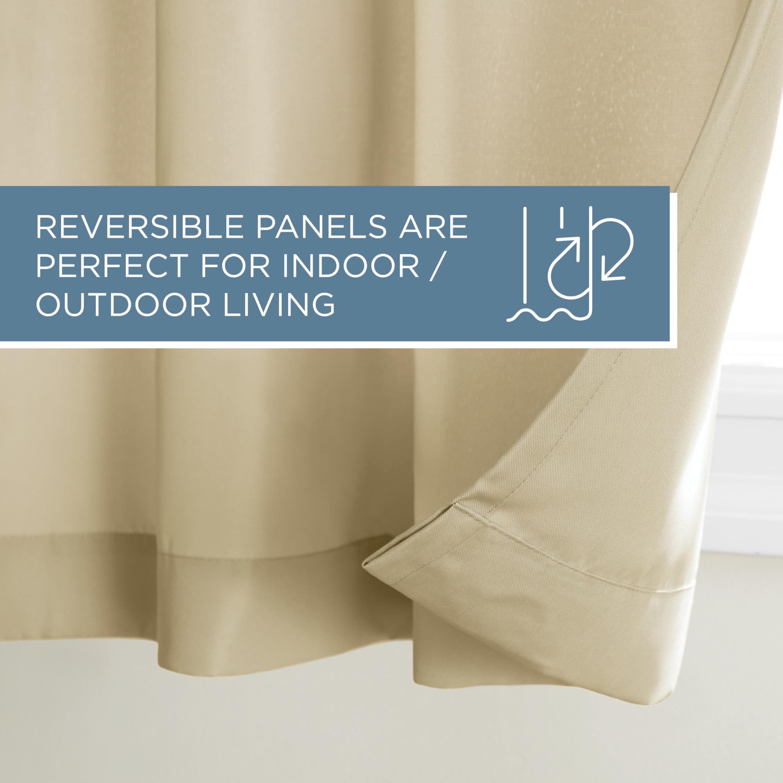 Town & Country Basics Cabana curtain in natural shade complements spaces.