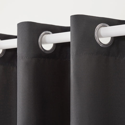 Town & Country Basics Cabana curtains water-repellent fabric ideal for patios and sunrooms.