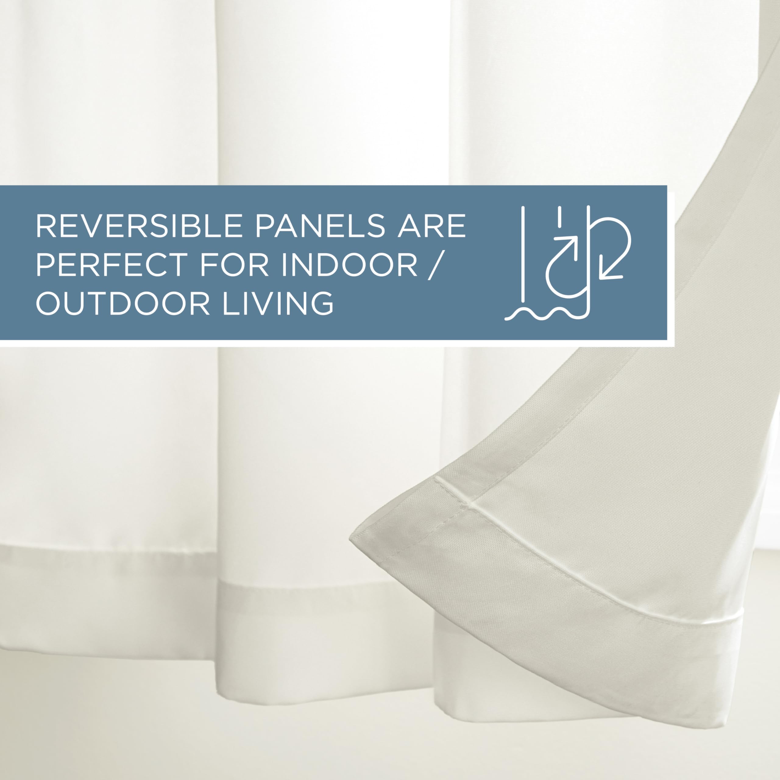 Eight stainless steel grommets on Town and Country Basics Cabana curtain.