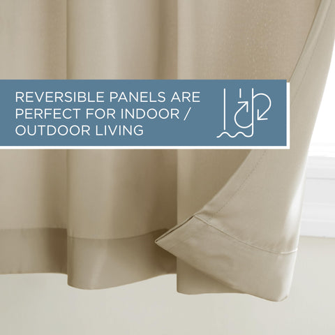 Textured fabric close-up of Cabana curtains highlighting heavy-duty feel.