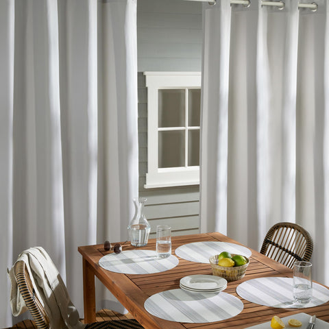 Town & Country Basics Cabana curtains outdoor patio setup with privacy