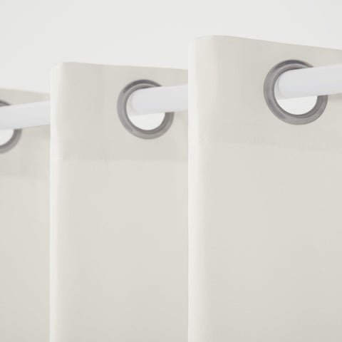 Town and Country Basics Cabana solid heavyweight curtains with grommet top eight stainless grommets for easy hanging.