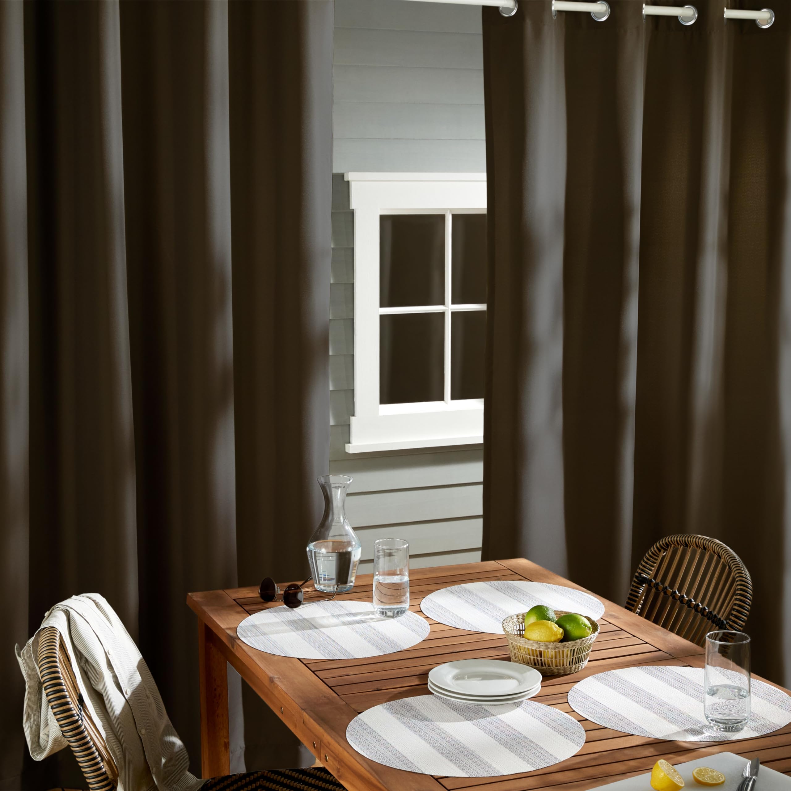 TOWN & COUNTRY BASICS Cabana two-panel set for generous patio and window coverage.