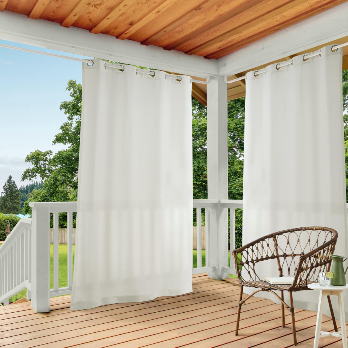 Town and Country Basics Cabana curtain in vanilla color with light filtration for indoor outdoor use.