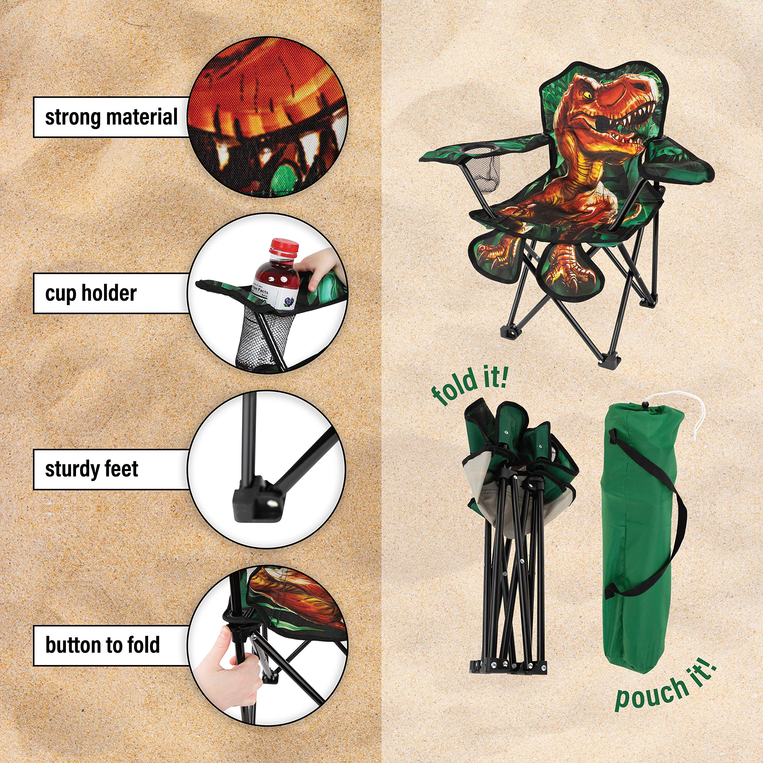 Toy To Enjoy outdoor dinosaur chair carrying bag included for easy portability.