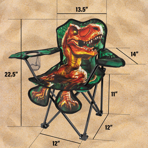Toy To Enjoy outdoor dinosaur chair folded for compact storage and transport.