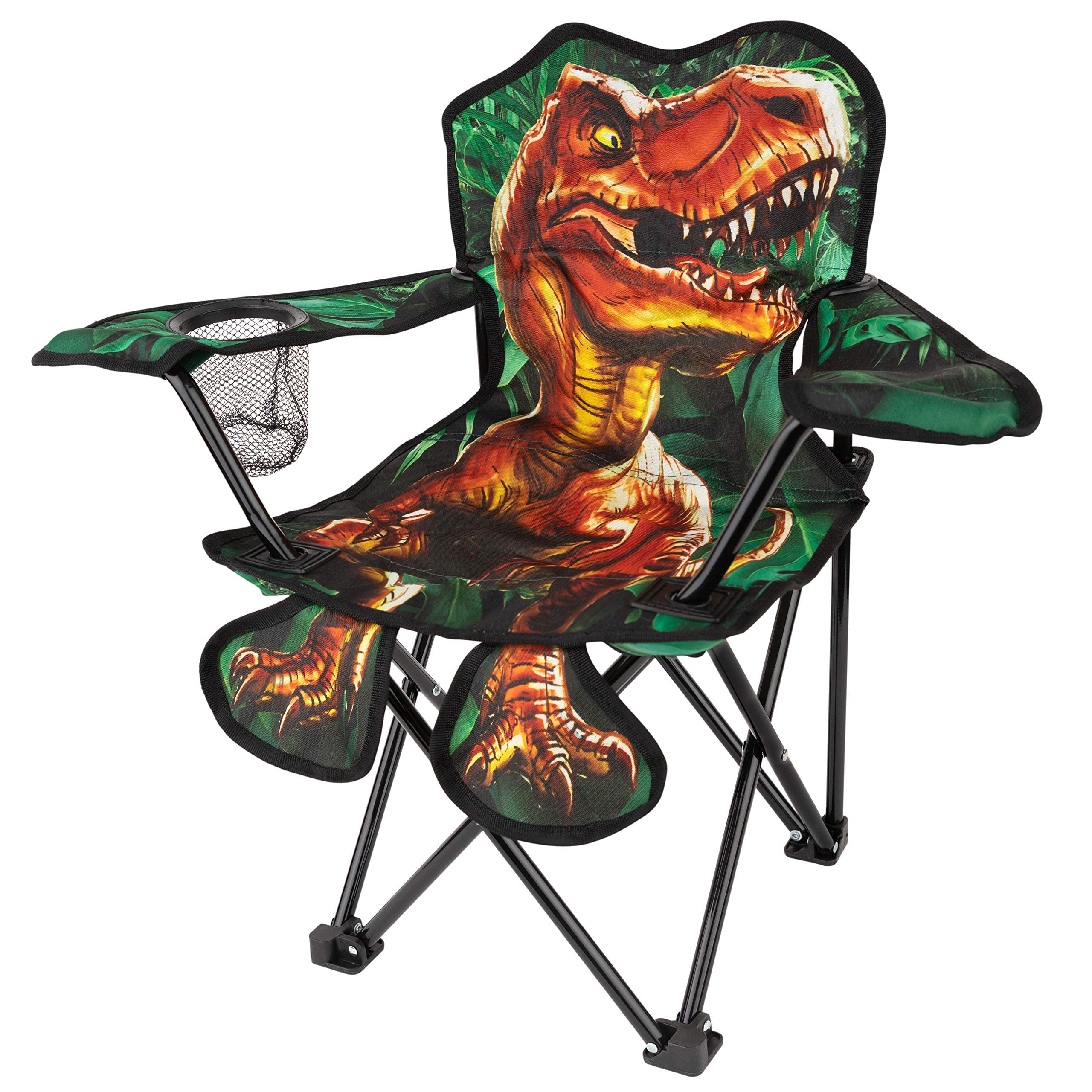 Toy To Enjoy outdoor dinosaur chair open to reveal a comfy kid seat.