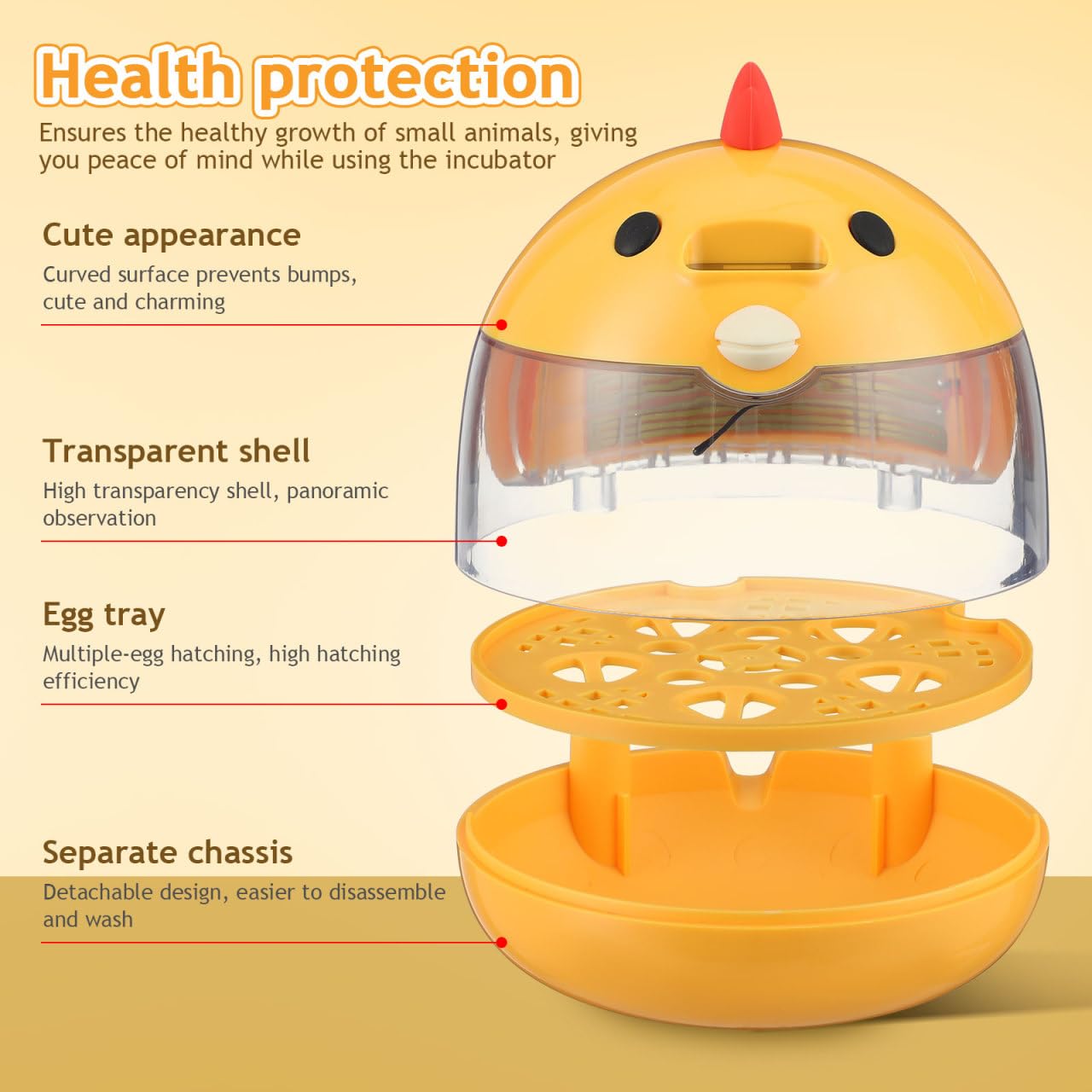 TOYANDONA 5-egg incubator removable egg tray enables easy cleaning