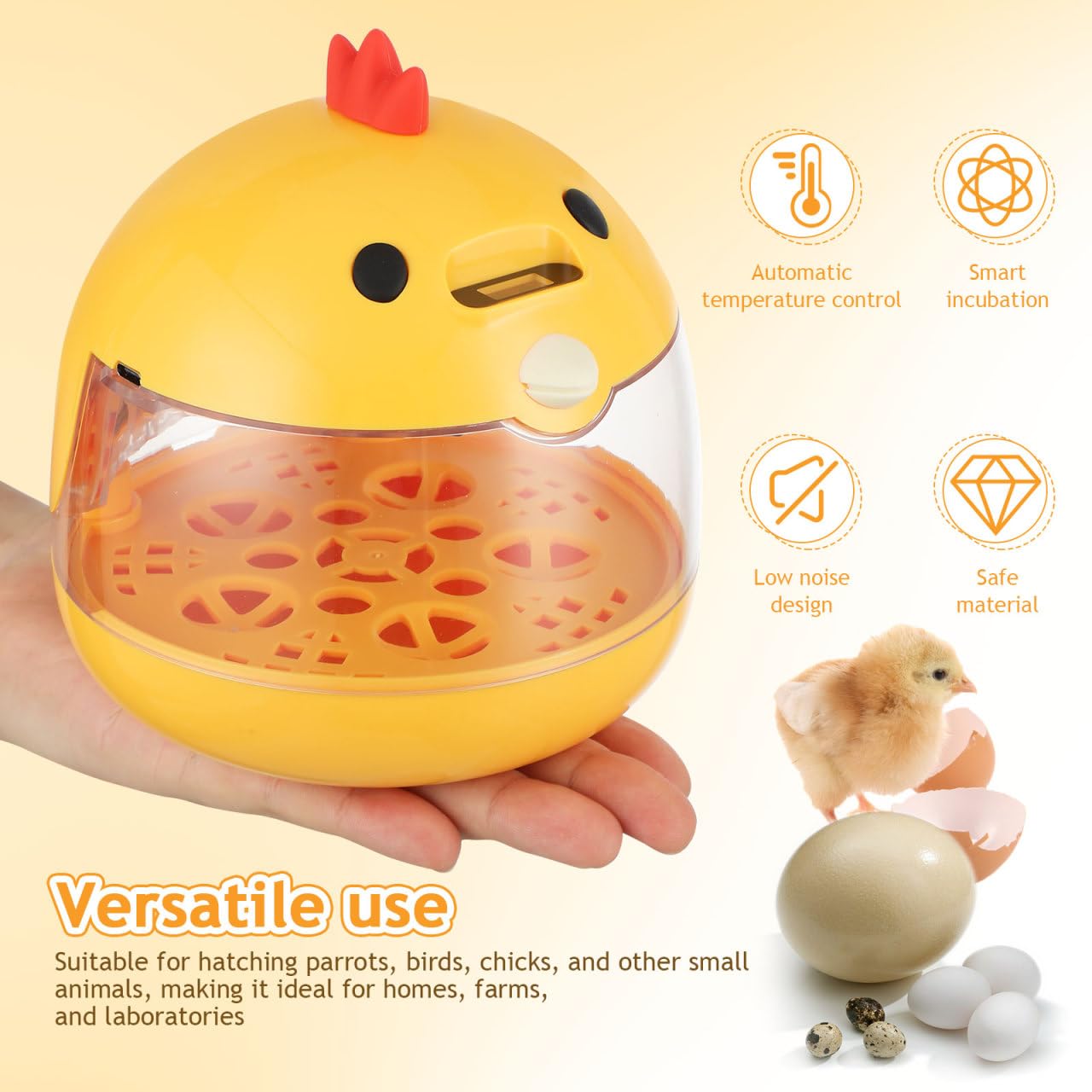 TOYANDONA 5-egg incubator transparent window for monitoring the hatch