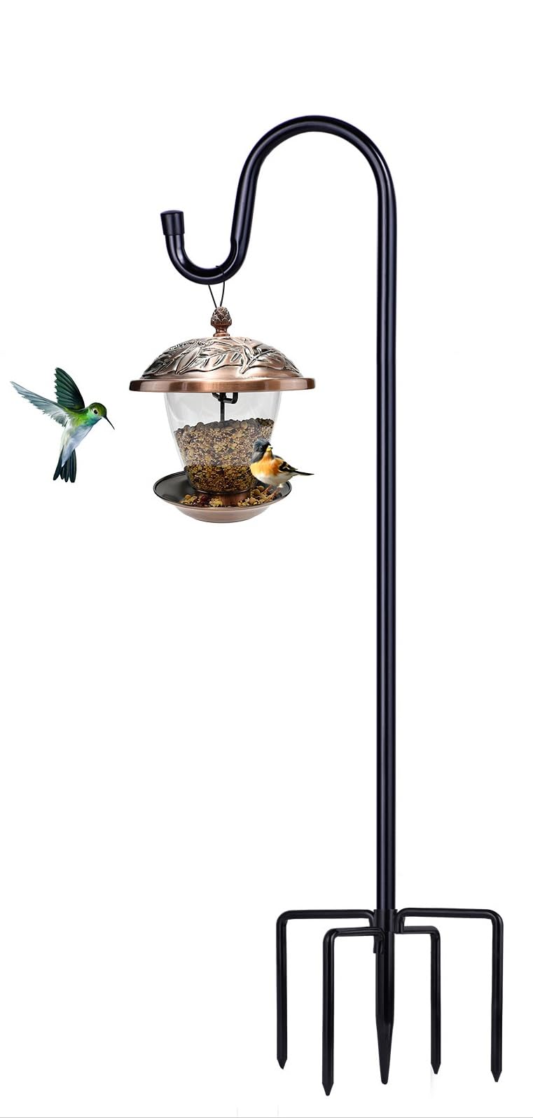 ToyHotels shepherd hook 62inch base secures outdoor feeders securely.