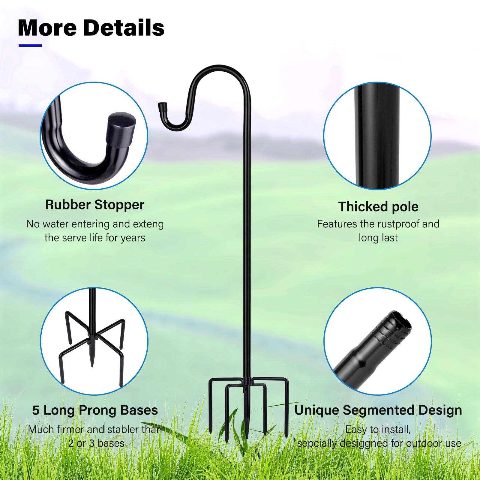 ToyHotels shepherd hooks for lanterns, two-pack, ideal for safe outdoor lighting displays.
