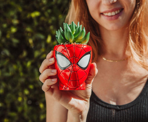 Toynk Spider-Man 3-inch planter includes an artificial succulent for ready-to-display decor.