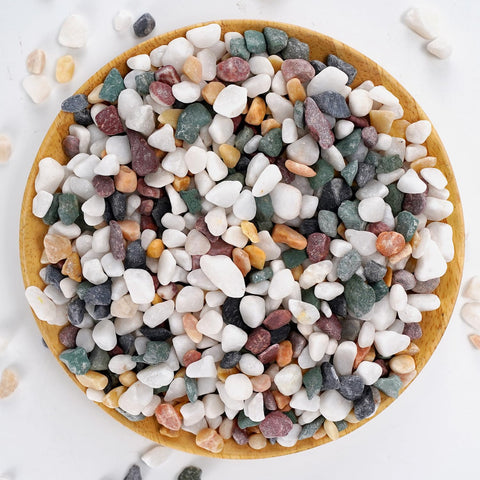 TOYPOPOR polished terrarium pebbles in white with pastel accents brighten terrarium decor.