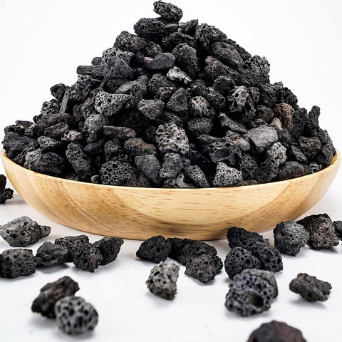 TOYPOPOR 6lb black lava rock used as bottom drainage layer to improve pot drainage.