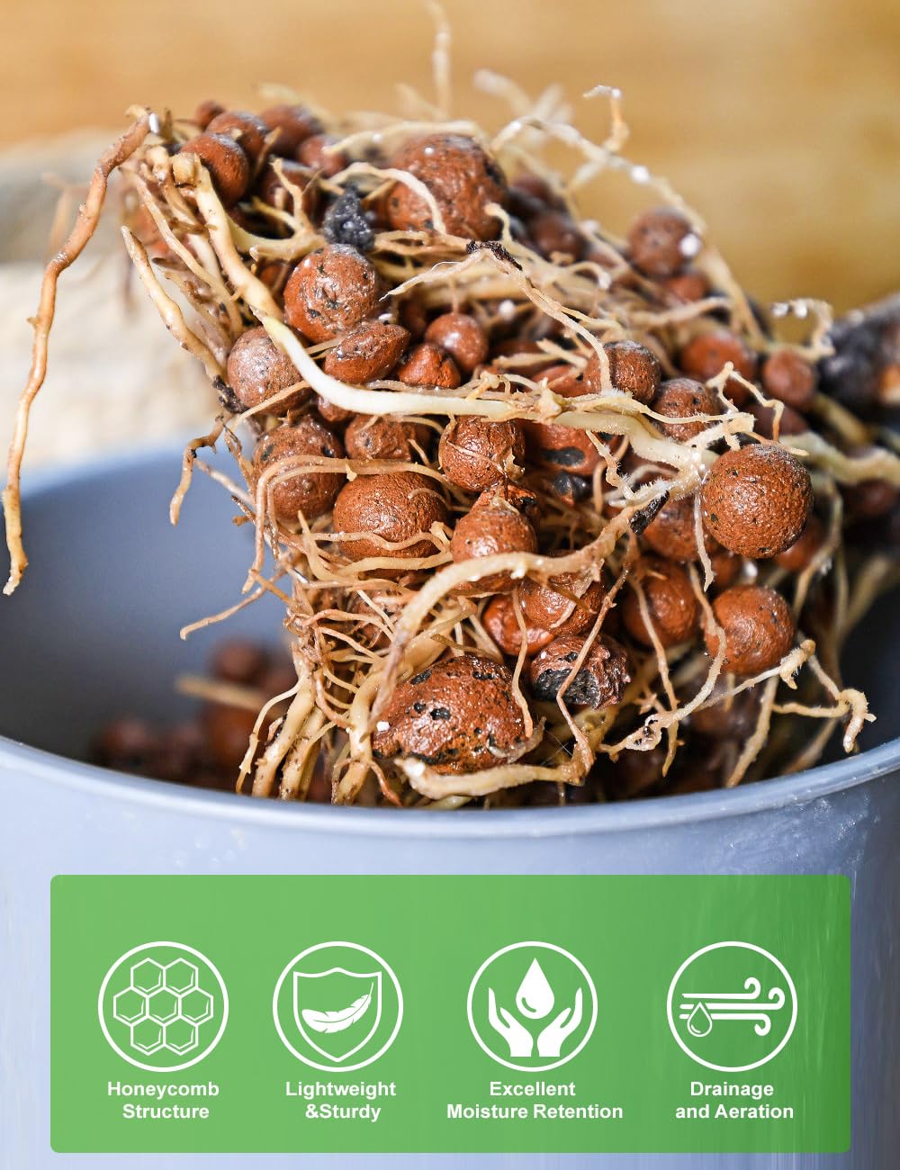 TOYPOPOR Leca clay pebbles demonstrate aeration and drainage for healthy roots