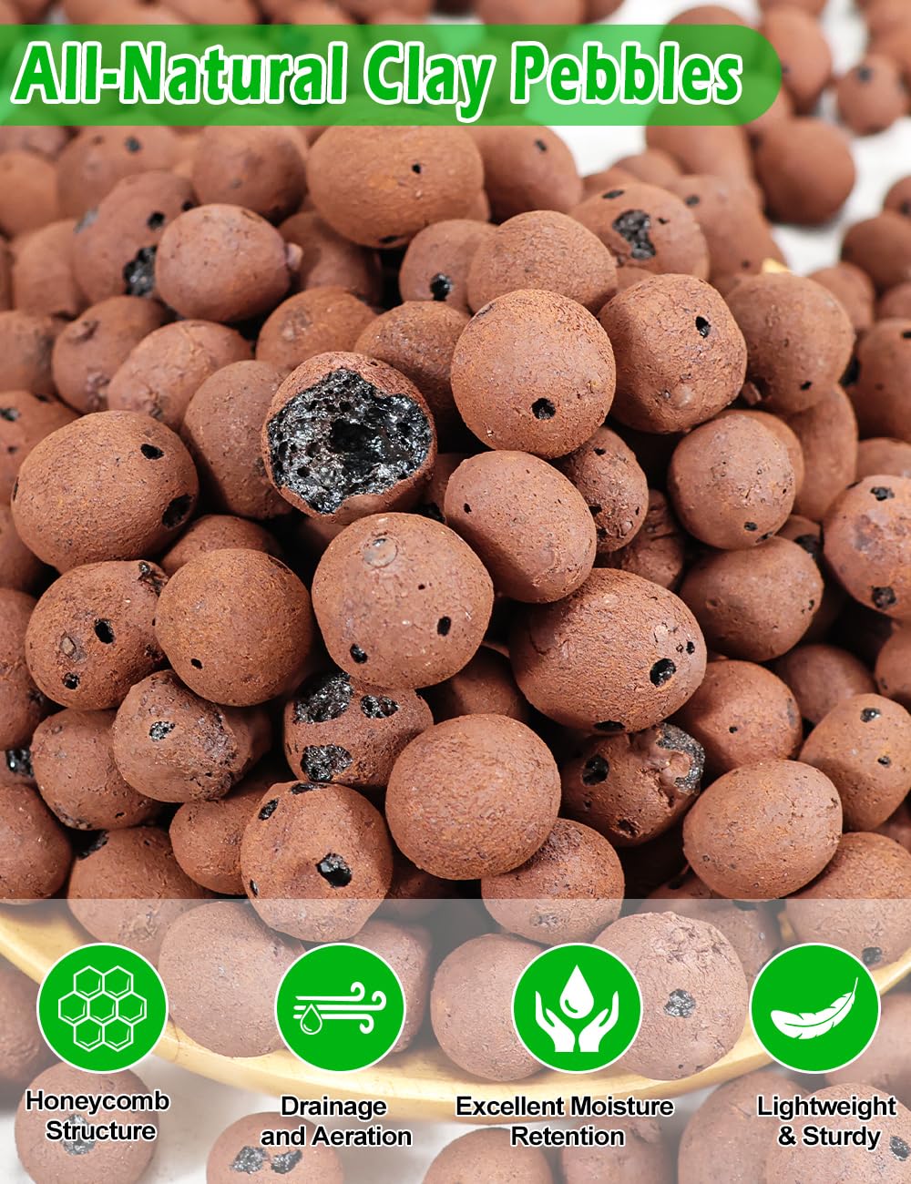 TOYPOPOR Leca clay pebbles 4–16mm range highlights flexible sizing for diverse plant setups