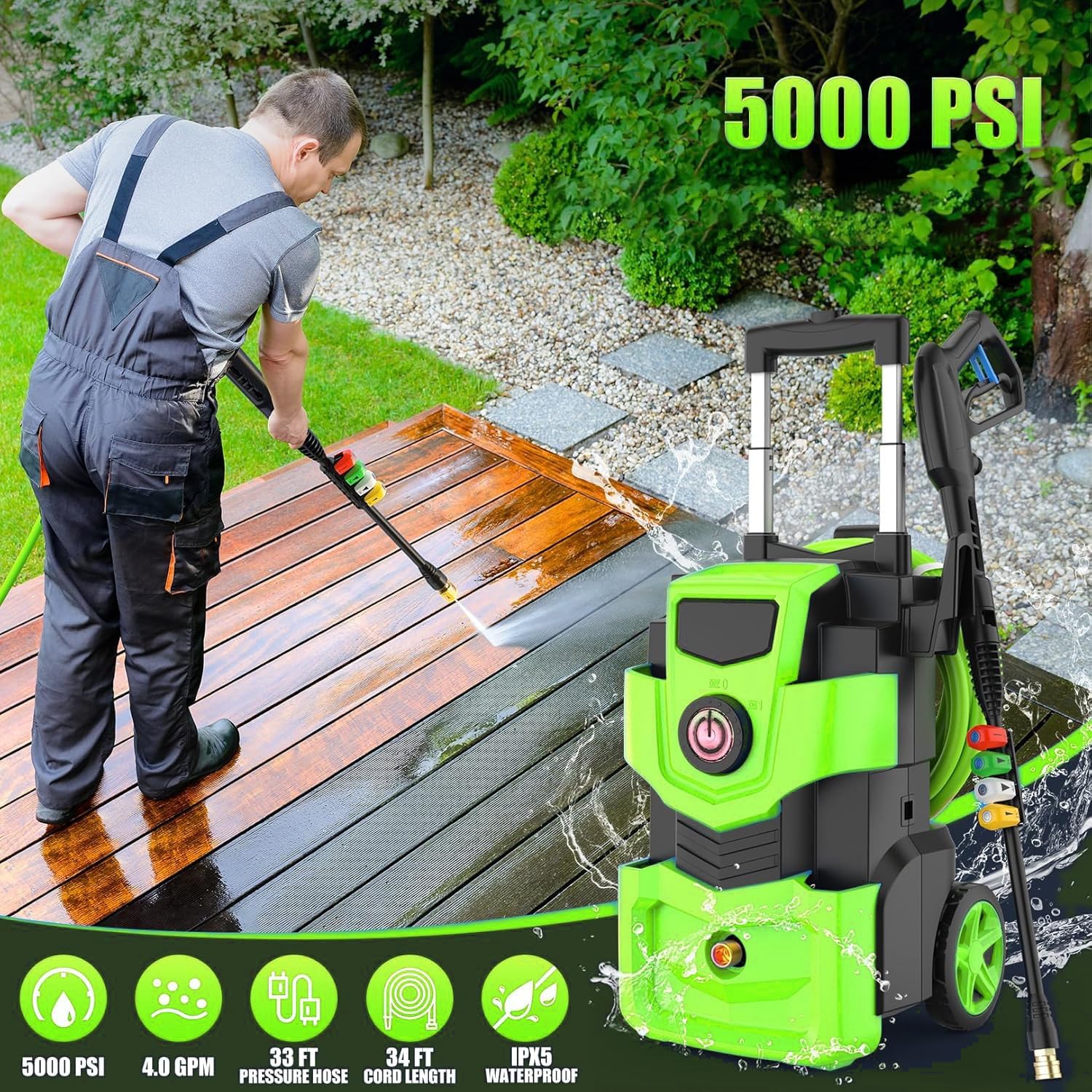 Toyqqeow four quick-connect nozzles enable versatile outdoor cleaning