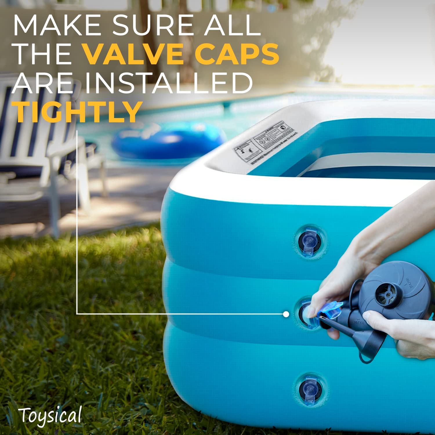 Toysical inflatable pool easy deflate and compact storage after use.