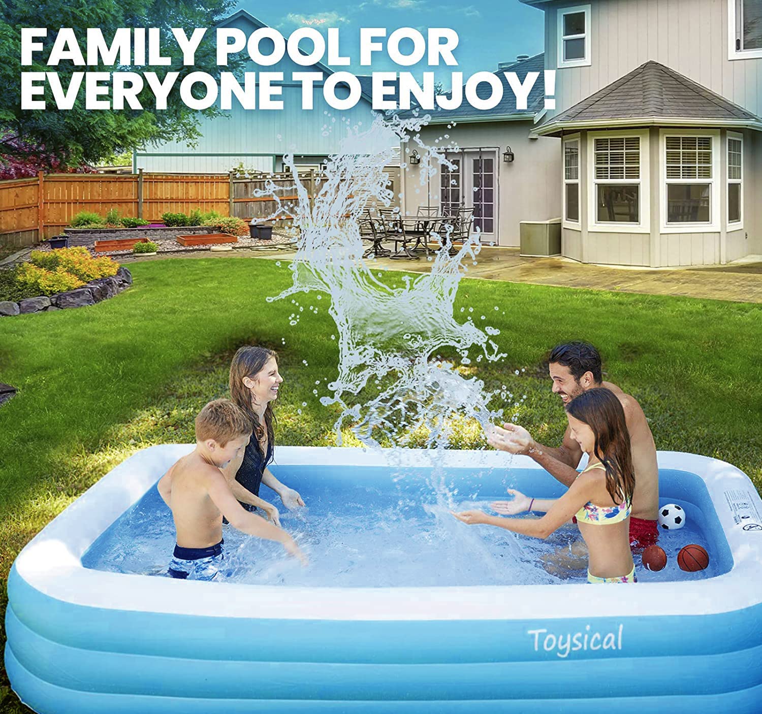 Toysical inflatable pool patches included for quick repairs and continued play.