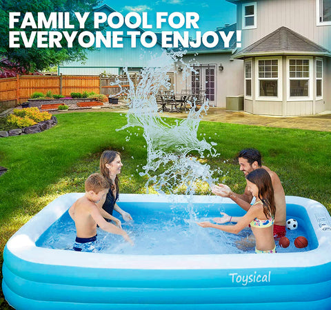 Toysical inflatable pool patches included for quick repairs and continued play.