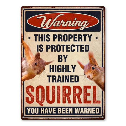 TP GLOBAL Funny Squirrels Sign front view highlights durable aluminum for indoor or outdoor use.