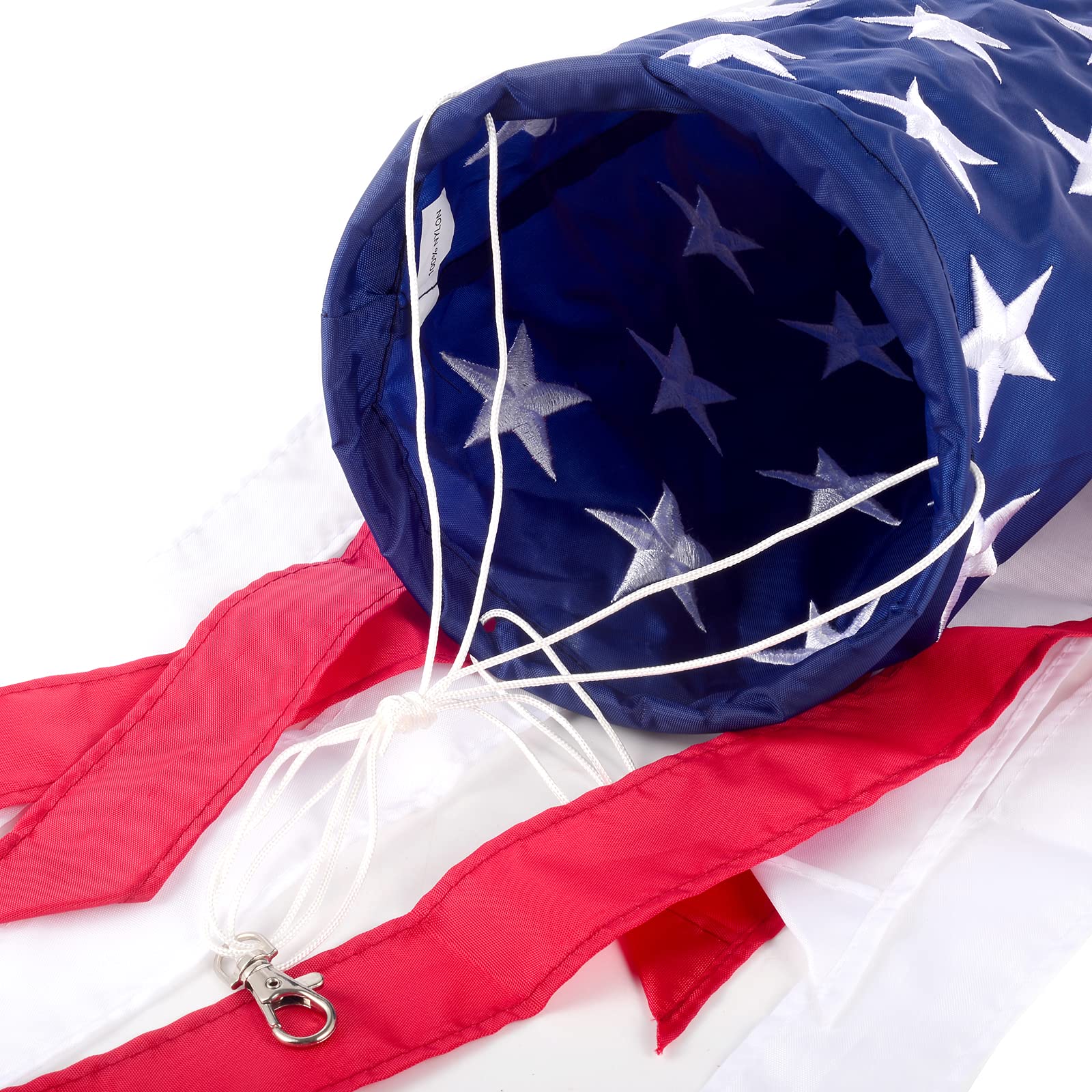 TPFEYEN windsock with embroidered stars creates a vivid patriotic yard display.